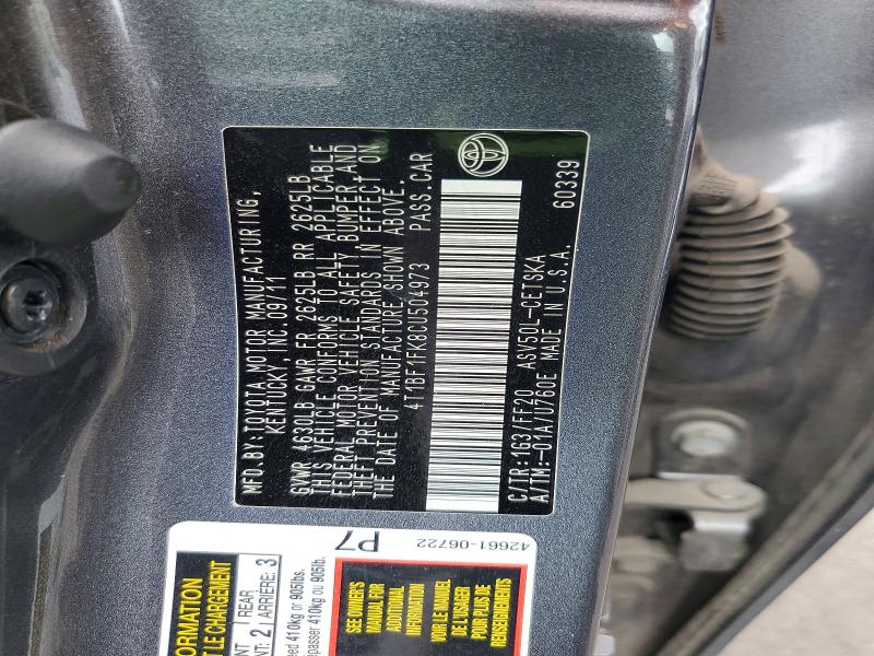 Aukcja sprzedaży 2012 Toyota Camry, vin: 4T1BF1FK8CU504973, numer aukcji: 53732956