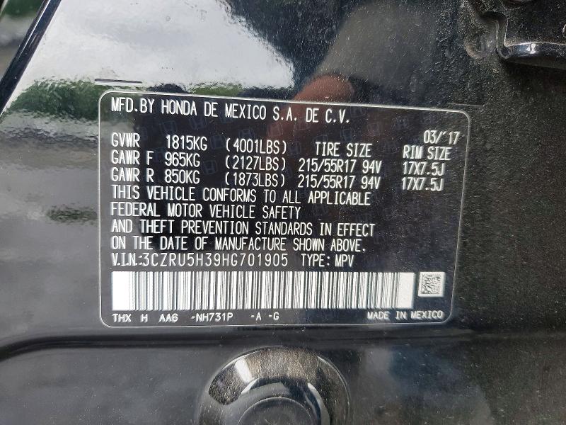Aukcja sprzedaży 2017 Honda Hr-v, vin: 3CZRU5H39HG701905, numer aukcji: 55370516