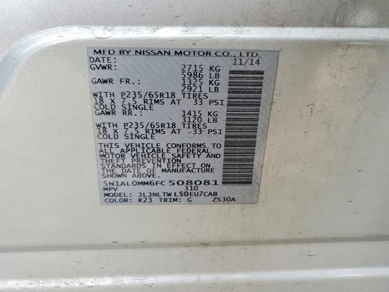 2015 Infiniti Qx60 მანქანა იყიდება აუქციონზე, vin: 5N1AL0MM6FC508081, აუქციონის ნომერი: 54179856