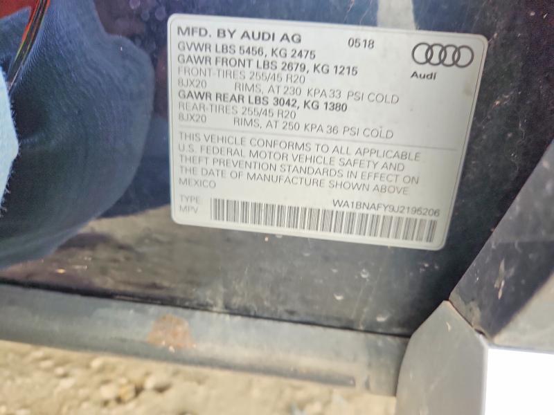 54136796 :رقم المزاد ، WA1BNAFY9J2195206 vin ، 2018 Audi Q5 مزاد بيع
