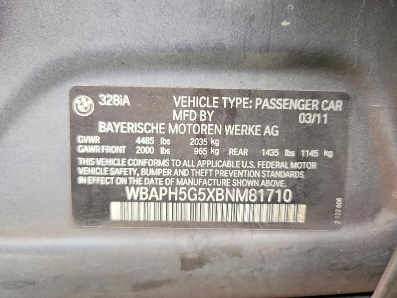 Продаж на аукціоні авто 2011 Bmw 328, vin: WBAPH5G5XBNM81710, номер лоту: 54488836