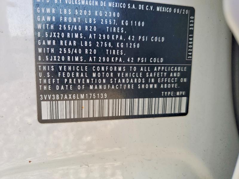 Продажа на аукционе авто 2020 Volkswagen Tiguan, vin: 3VV3B7AX6LM175139, номер лота: 53709236