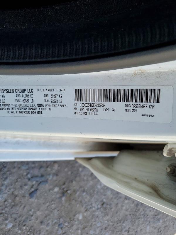 52205516 :رقم المزاد ، 1C3CDZAB8EN215338 vin ، 2014 Dodge Avenger مزاد بيع