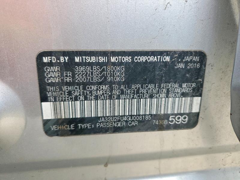 Aukcja sprzedaży 2016 Mitsubishi Lancer, vin: JA32U2FU4GU008185, numer aukcji: 54639256