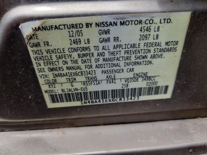 Продажа на аукционе авто 2006 Nissan Maxima, vin: 1N4BA41EX6C833423, номер лота: 54246346