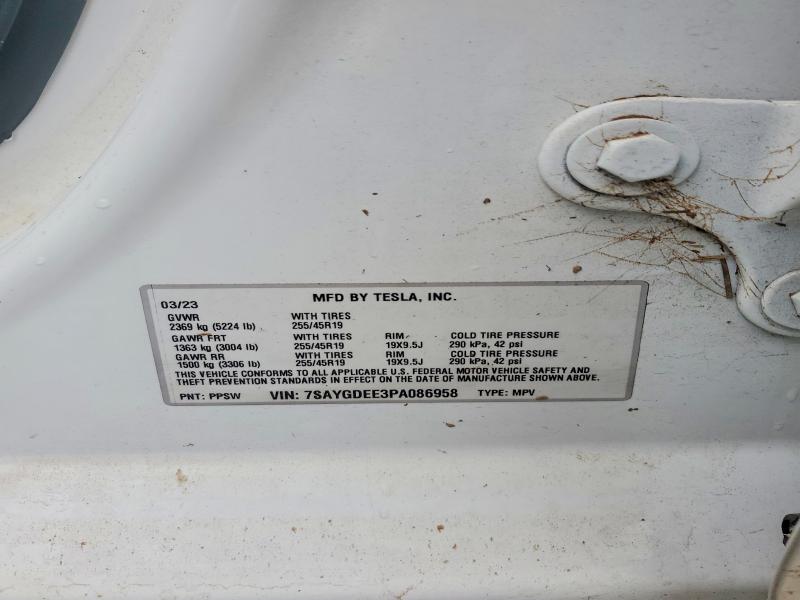 Aukcja sprzedaży 2023 Tesla Model Y, vin: 7SAYGDEE3PA086958, numer aukcji: 52760986
