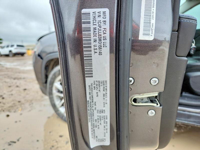 2021 Jeep Cherokee მანქანა იყიდება აუქციონზე, vin: 1C4PJLLB3MD156140, აუქციონის ნომერი: 52224566