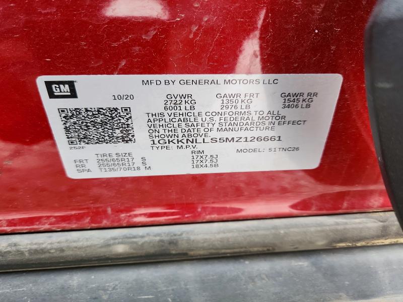 53286476 :رقم المزاد ، 1GKKNLLS5MZ126661 vin ، 2021 Gmc Acadia مزاد بيع