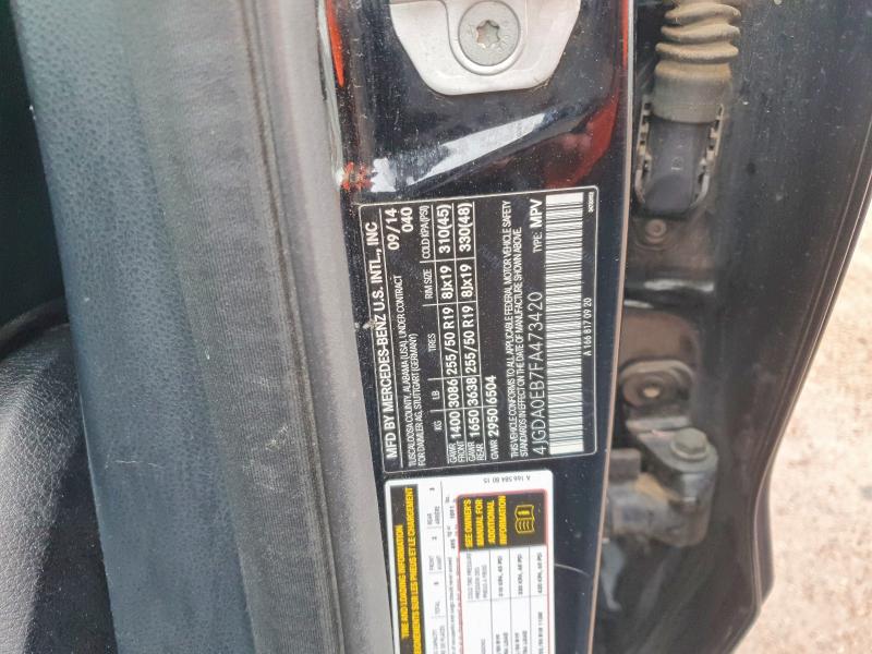 Aukcja sprzedaży 2015 Mercedes-benz Ml, vin: 4JGDA0EB7FA473420, numer aukcji: 54175936