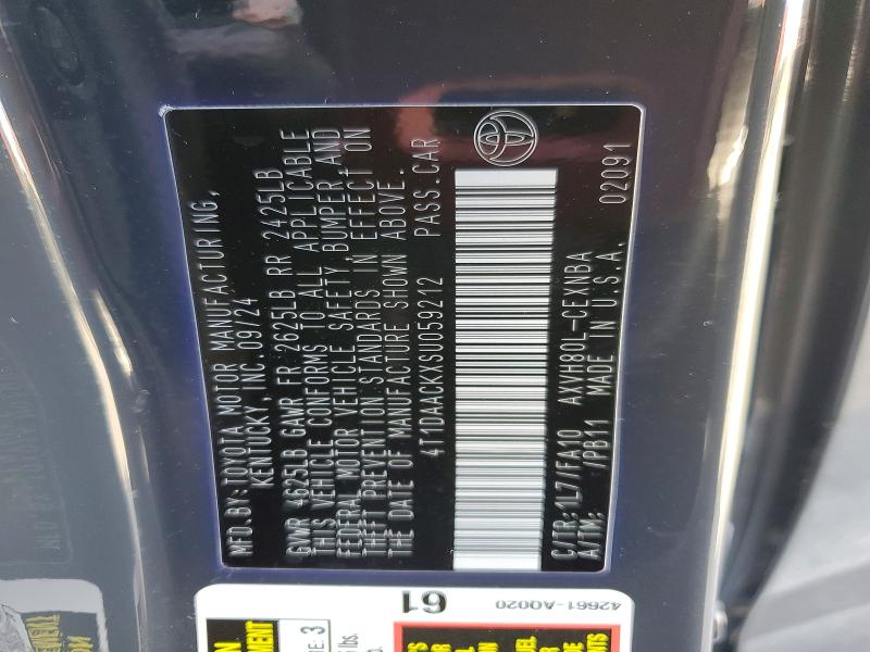 53721166 :رقم المزاد ، 4T1DAACKXSU059212 vin ، 2025 Toyota Camry مزاد بيع