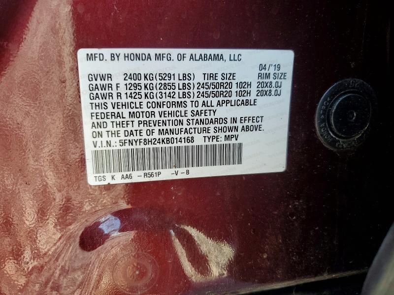 Продажа на аукционе авто 2019 Honda Passport, vin: 5FNYF8H24KB014168, номер лота: 53414786