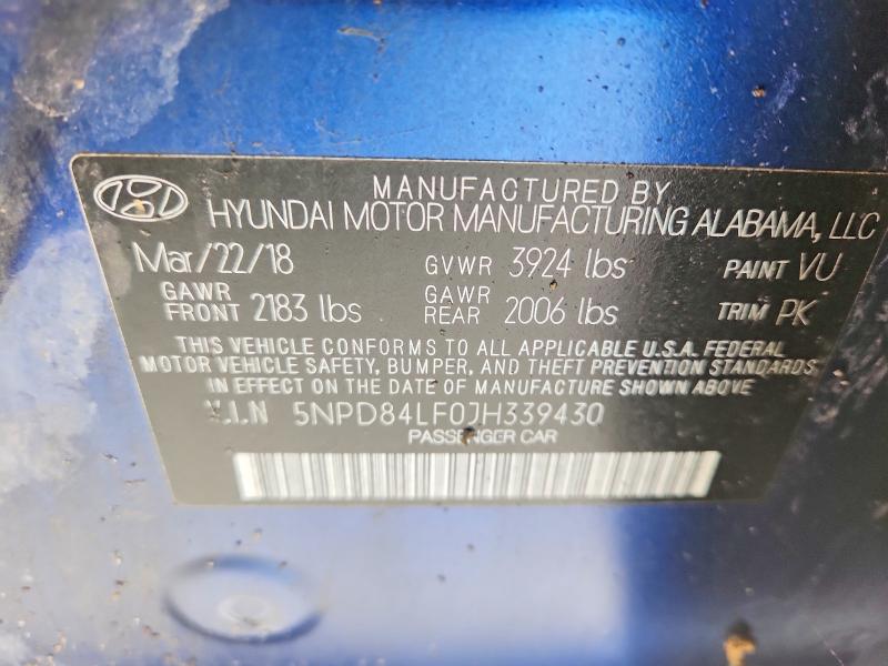 Продаж на аукціоні авто 2018 Hyundai Elantra, vin: 5NPD84LF0JH339430, номер лоту: 54883026