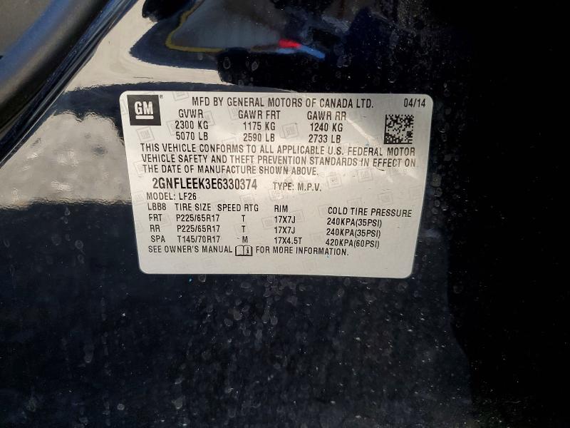 Aukcja sprzedaży 2014 Chevrolet Equinox, vin: 2GNFLEEK3E6330374, numer aukcji: 51884726