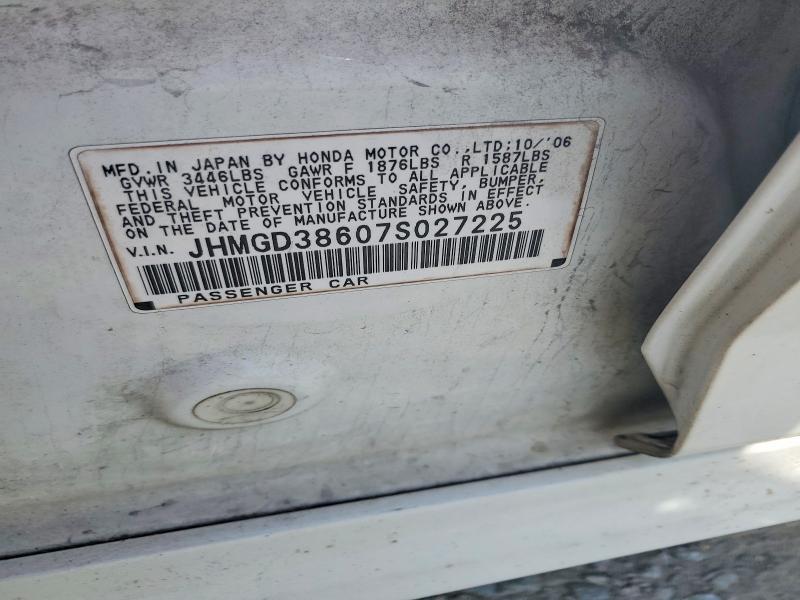 Продажа на аукционе авто 2007 Honda Fit, vin: JHMGD38607S027225, номер лота: 54389696