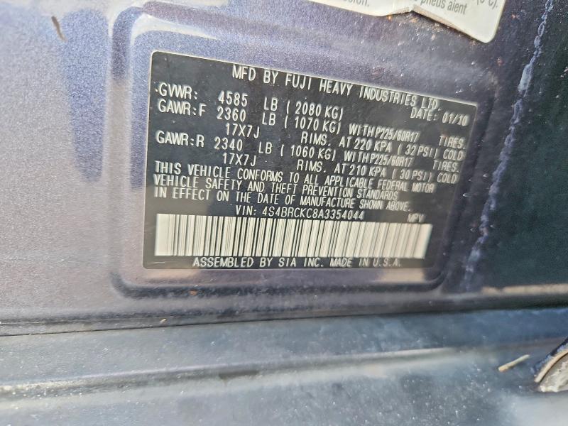 52114656 :رقم المزاد ، 4S4BRCKC8A3354044 vin ، 2010 Subaru Outback مزاد بيع