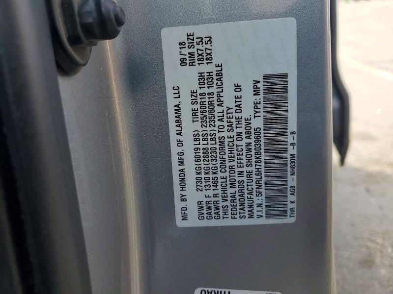 Продаж на аукціоні авто 2019 Honda Odyssey, vin: 5FNRL6H78KB039605, номер лоту: 55202796