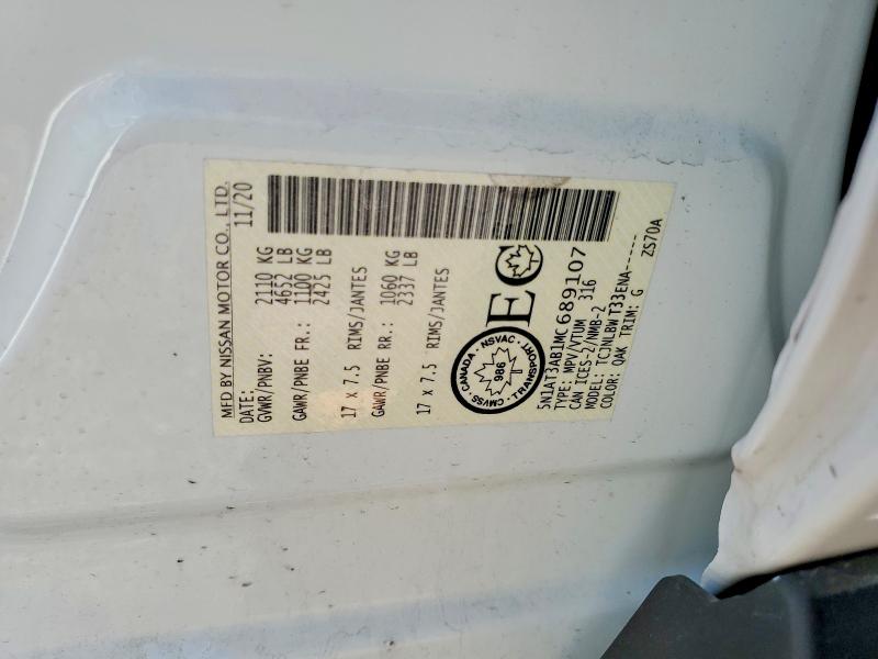 51243346 :رقم المزاد ، 5N1AT3AB1MC689107 vin ، 2021 Nissan Rogue مزاد بيع