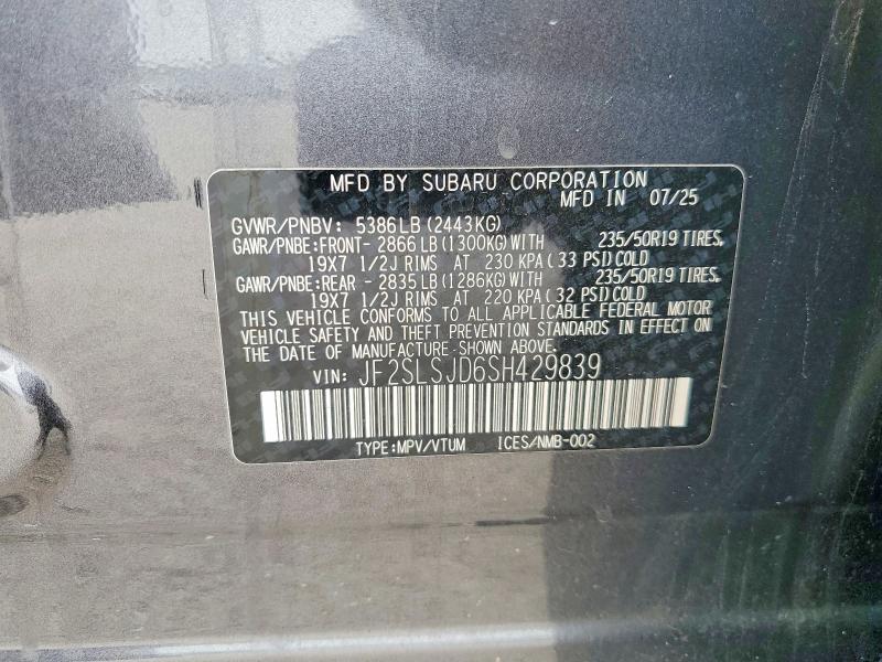 Aukcja sprzedaży 2025 Subaru Forester, vin: JF2SLSJD6SH429839, numer aukcji: 52857806