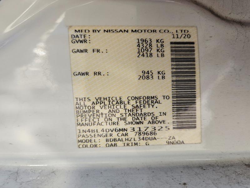 Aukcja sprzedaży 2021 Nissan Altima, vin: 1N4BL4DV6MN317325, numer aukcji: 53377856