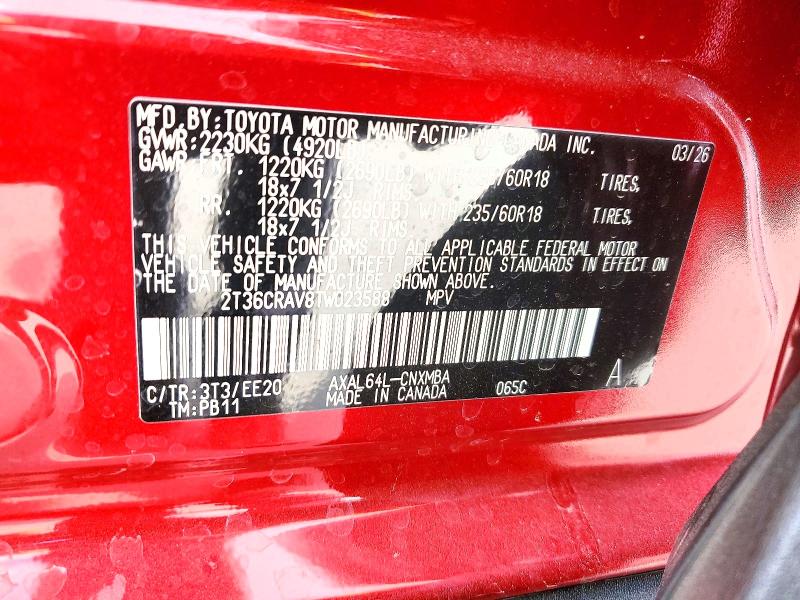 Aukcja sprzedaży 2026 Toyota Rav4, vin: 2T36CRAV8TW023588, numer aukcji: 55447136