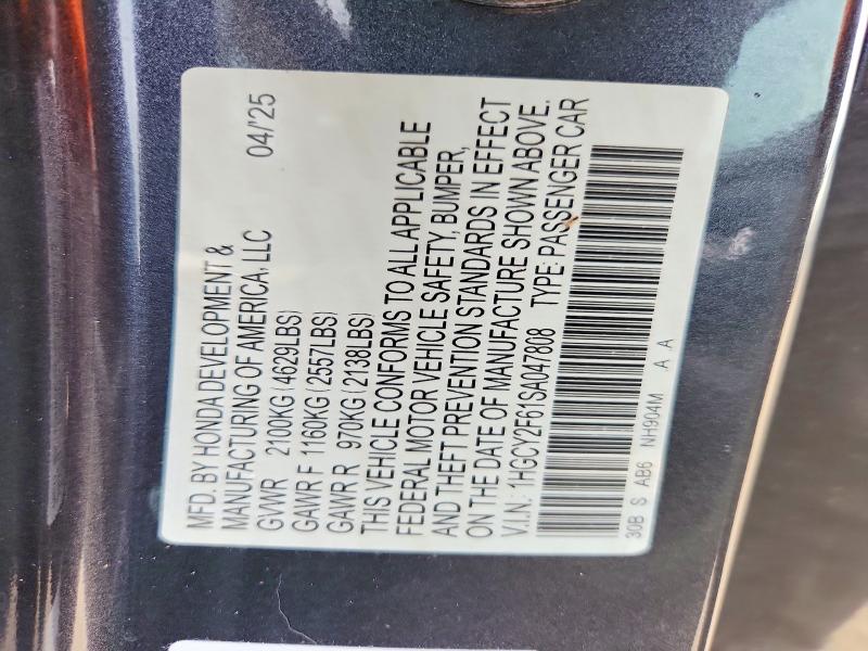 Продажа на аукционе авто 2025 Honda Accord, vin: 1HGCY2F61SA047808, номер лота: 54247366