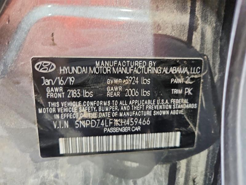 Aukcja sprzedaży 2019 Hyundai Elantra, vin: 5NPD74LF1KH459466, numer aukcji: 53251766
