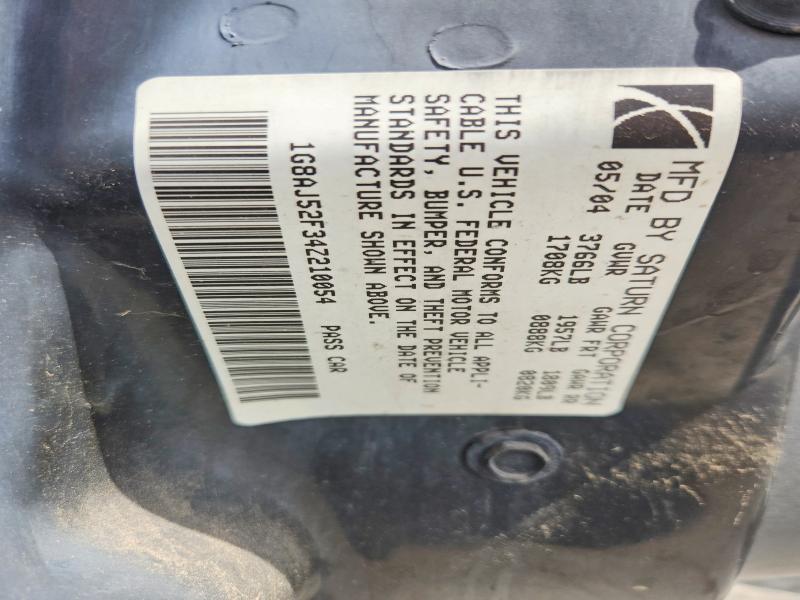 54651286 :رقم المزاد ، 1G8AJ52F34Z210054 vin ، 2004 Saturn Ion مزاد بيع