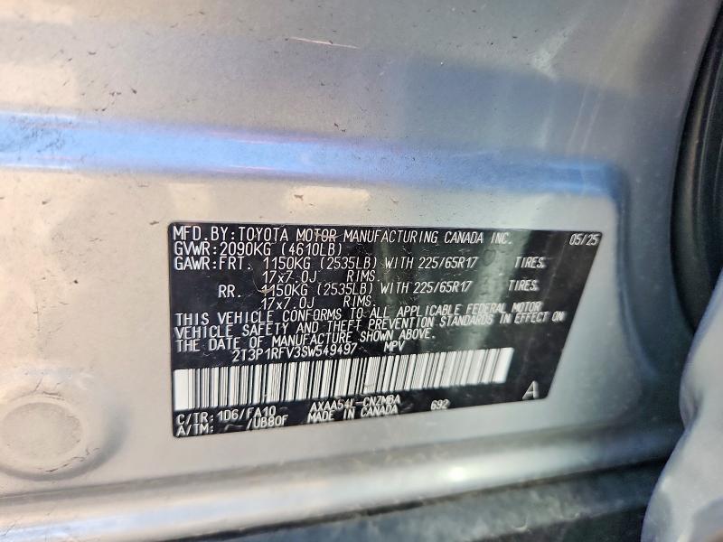 Aukcja sprzedaży 2025 Toyota Rav4, vin: 2T3P1RFV3SW549497, numer aukcji: 52337426
