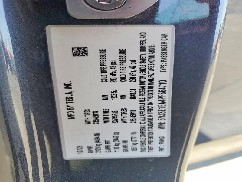 Продажа на аукционе авто 2023 Tesla Model 3, vin: 5YJ3E1EA4PF664710, номер лота: 52900536