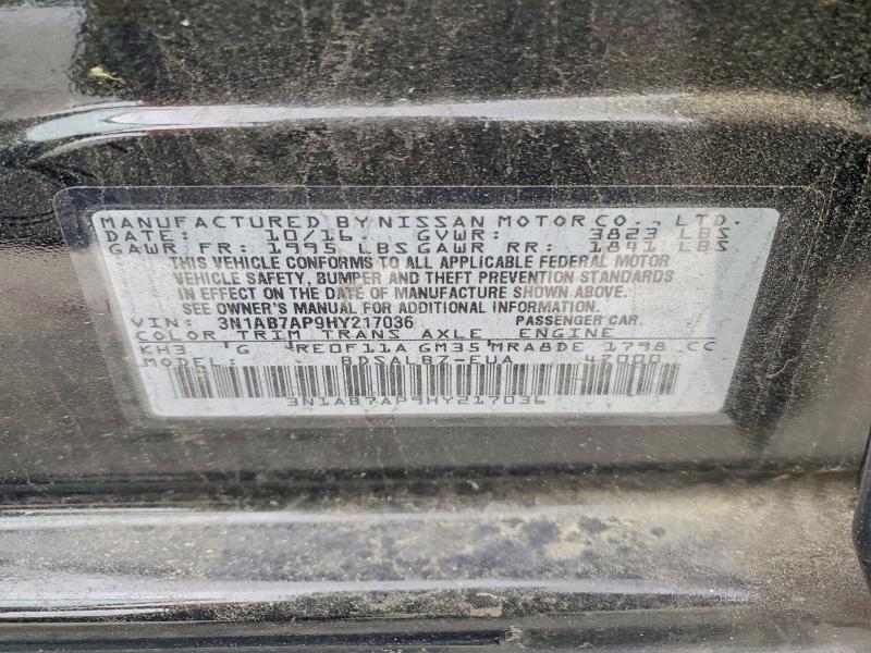 2017 Nissan Sentra მანქანა იყიდება აუქციონზე, vin: 3N1AB7AP9HY217036, აუქციონის ნომერი: 52941406