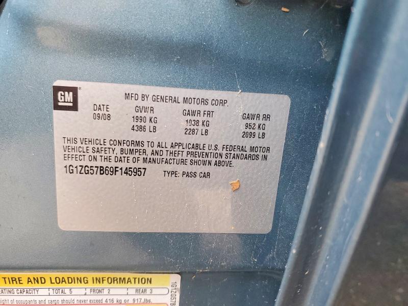 2009 Chevrolet Malibu მანქანა იყიდება აუქციონზე, vin: 1G1ZG57B69F145957, აუქციონის ნომერი: 53058576