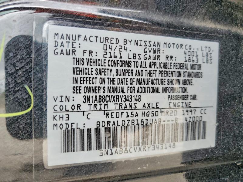 2024 Nissan Sentra მანქანა იყიდება აუქციონზე, vin: 3N1AB8CVXRY343148, აუქციონის ნომერი: 53812146
