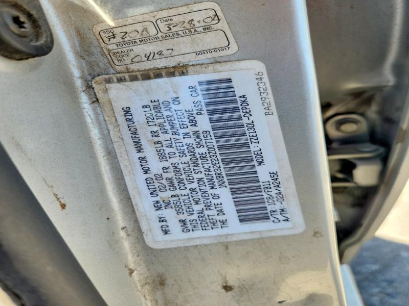 Aukcja sprzedaży 2003 Toyota Corolla, vin: 1NXBR32E23Z007159, numer aukcji: 54521276
