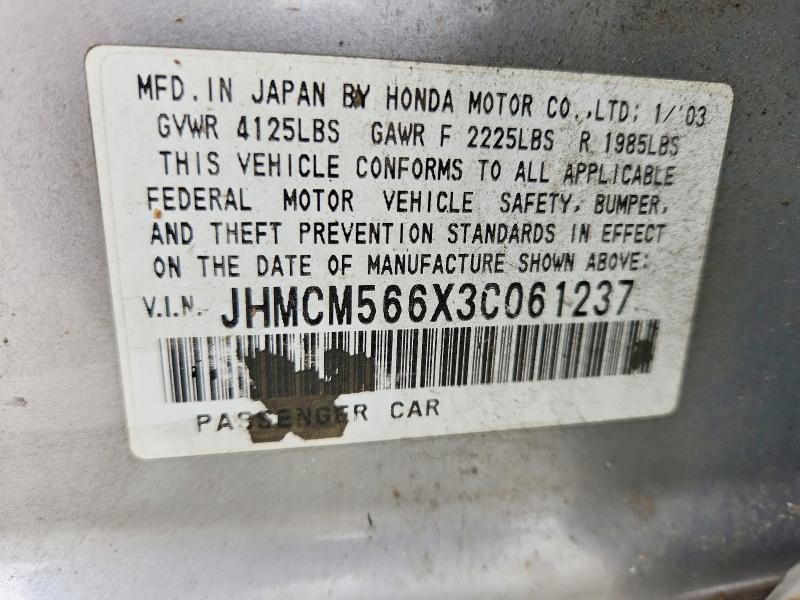53434956 :رقم المزاد ، JHMCM566X3C061237 vin ، 2003 Honda Accord مزاد بيع