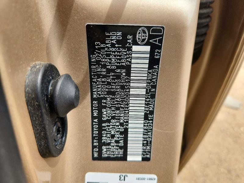 Продажа на аукционе авто 2013 Toyota Corolla, vin: 2T1BU4EE5DC045617, номер лота: 54504946