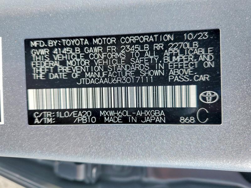 Продажа на аукционе авто 2024 Toyota Prius, vin: JTDACAAU6R3017111, номер лота: 55380766