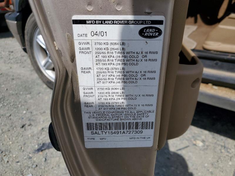 Продажа на аукционе авто 2001 Land Rover Discovery Ii, vin: SALTY15491A727309, номер лота: 55448456