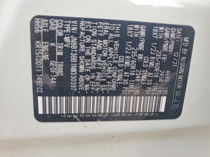 Продажа на аукционе авто 2022 Nissan Rogue, vin: JN8BT3BB1NW330397, номер лота: 53063196