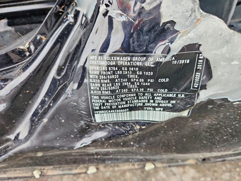 2019 Volkswagen Atlas მანქანა იყიდება აუქციონზე, vin: 1V2ER2CA4KC506037, აუქციონის ნომერი: 55519036