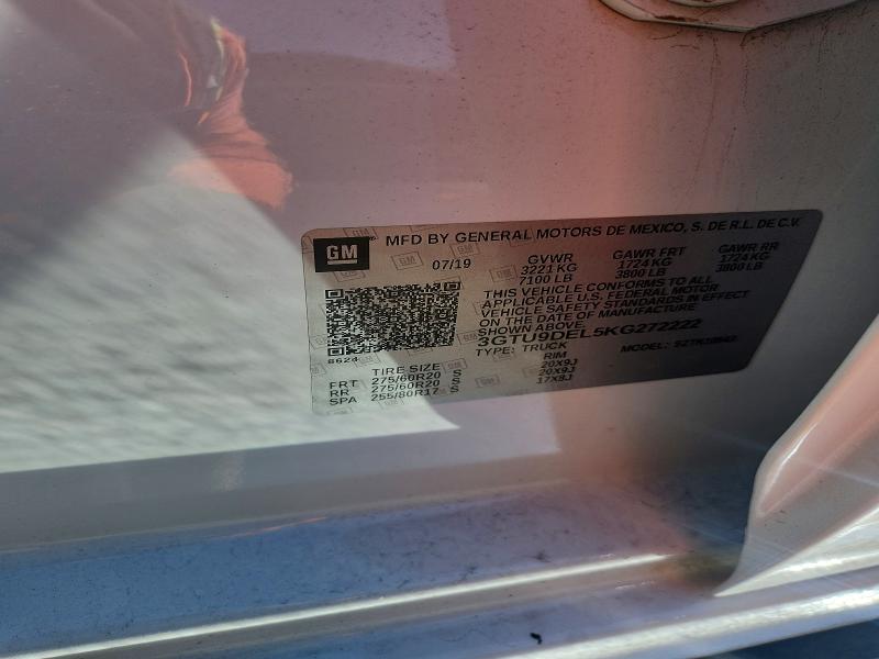 Aukcja sprzedaży 2019 Gmc Sierra, vin: 3GTU9DEL5KG272222, numer aukcji: 53481926
