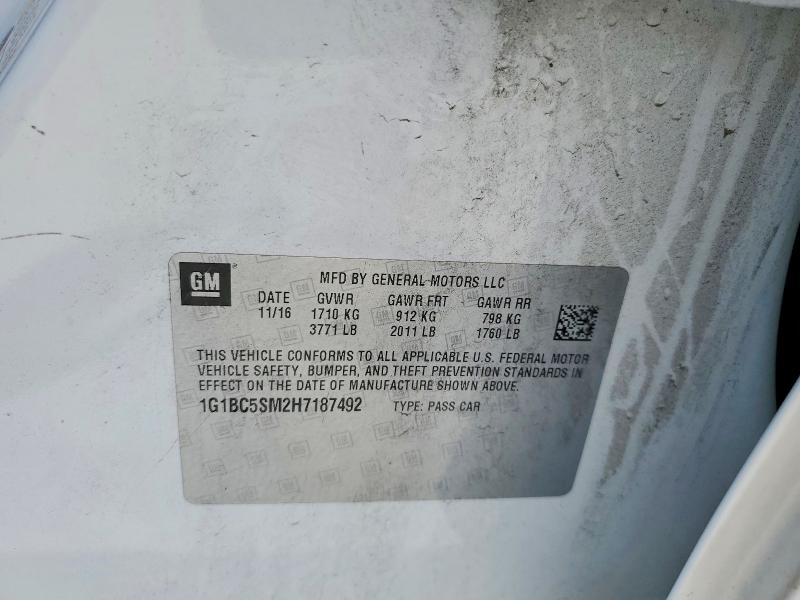 Продаж на аукціоні авто 2017 Chevrolet Cruze, vin: 1G1BC5SM2H7187492, номер лоту: 53994486