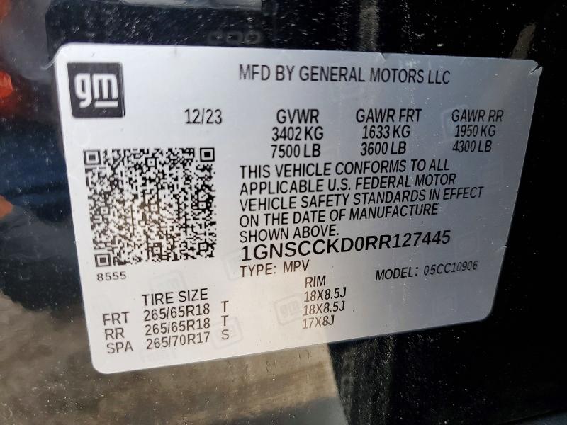 Продажа на аукционе авто 2024 Chevrolet Suburban, vin: 1GNSCCKD0RR127445, номер лота: 52369646