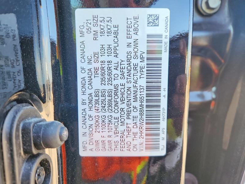 Aukcja sprzedaży 2021 Honda Cr-v, vin: 2HKRW2H88MH651137, numer aukcji: 51608656