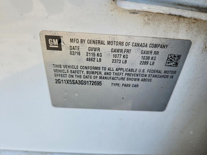 Продаж на аукціоні авто 2016 Chevrolet Impala, vin: 2G11X5SA3G9172695, номер лоту: 54974546