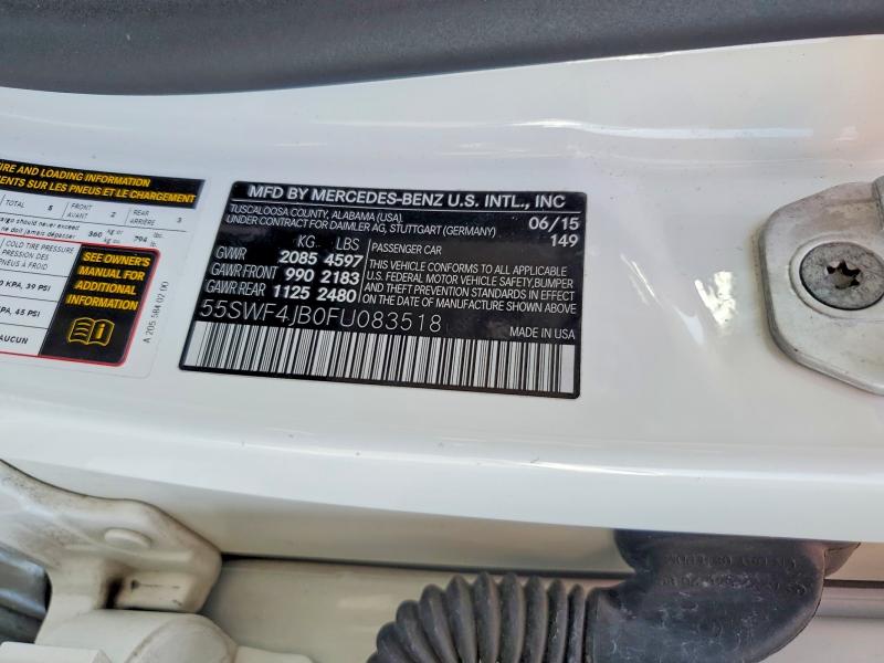 53978236 :رقم المزاد ، 55SWF4JB0FU083518 vin ، 2015 Mercedes-benz C مزاد بيع