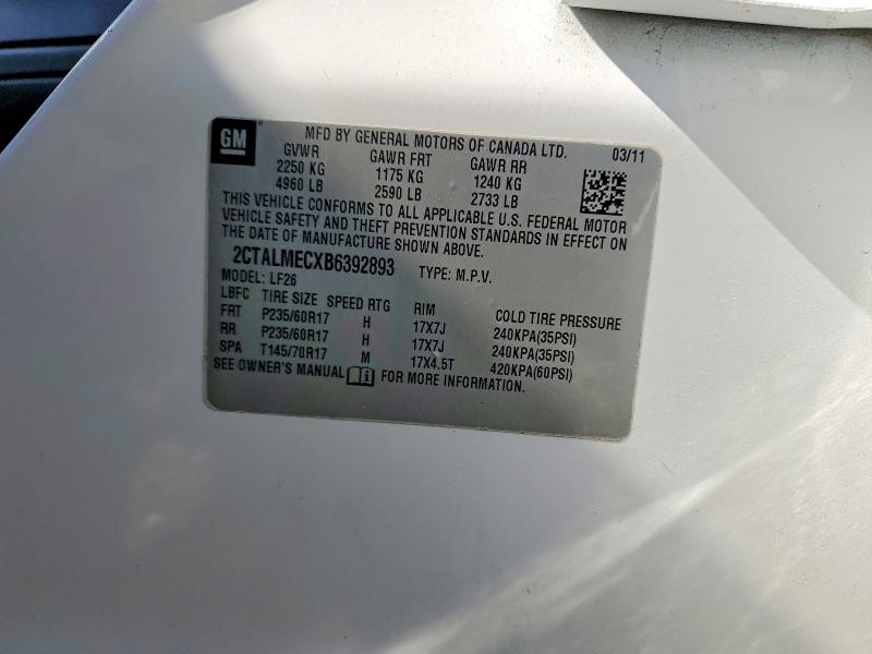 Aukcja sprzedaży 2011 Gmc Terrain, vin: 2CTALMECXB6392893, numer aukcji: 55431016