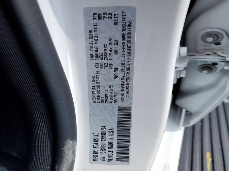 Продажа на аукционе авто 2022 Ram 1500, vin: 1C6SRFHTXNN451194, номер лота: 53341646