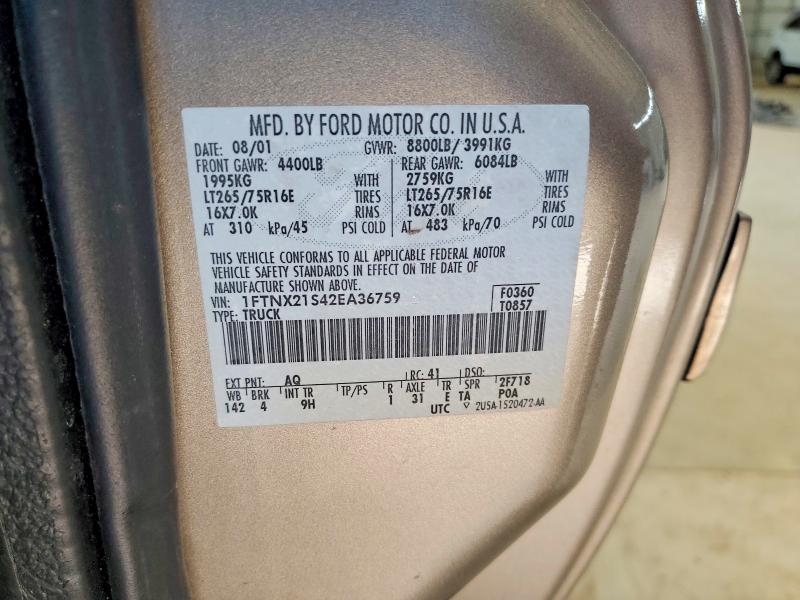 Aukcja sprzedaży 2002 Ford F250, vin: 1FTNX21S42EA36759, numer aukcji: 53550756