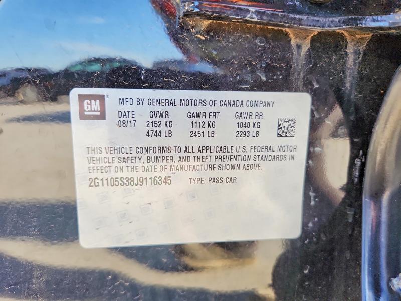 53650576 :رقم المزاد ، 2G1105S38J9116345 vin ، 2018 Chevrolet Impala مزاد بيع