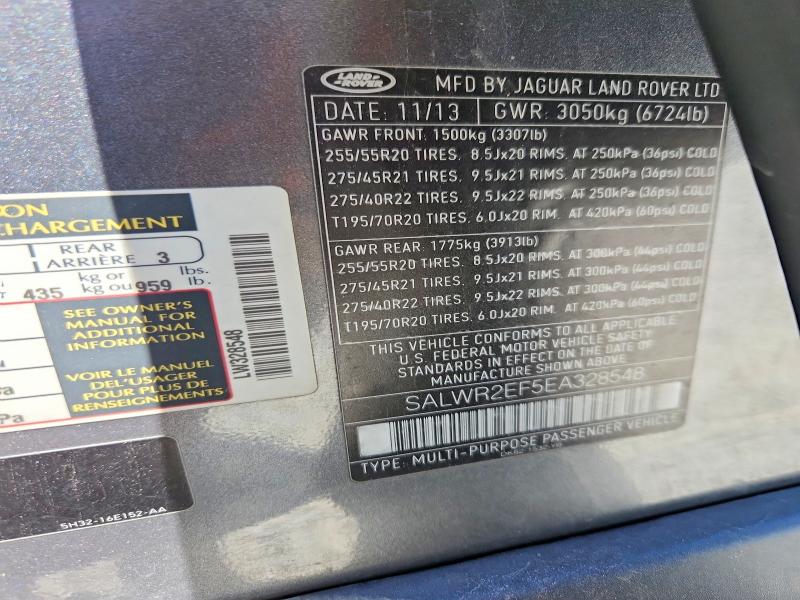 Продаж на аукціоні авто 2014 Land Rover Range Rover Sport, vin: SALWR2EF5EA328548, номер лоту: 52005896